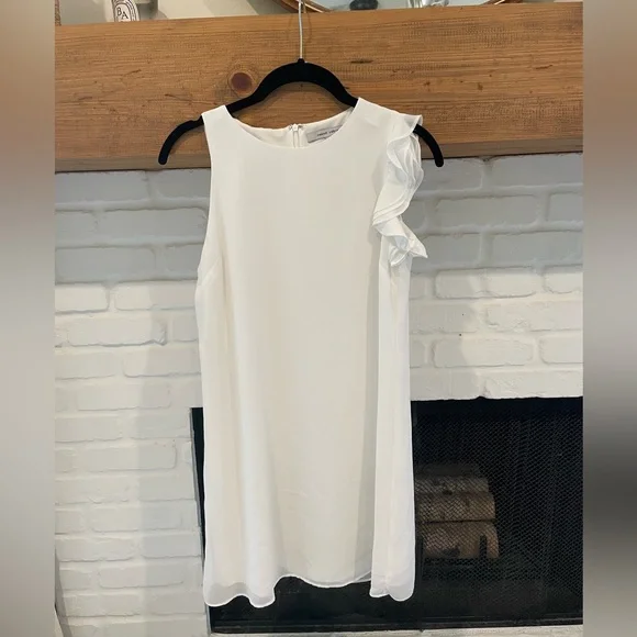 Naked zebra white ruffle shoulder mini dress - Picture 3 of 3